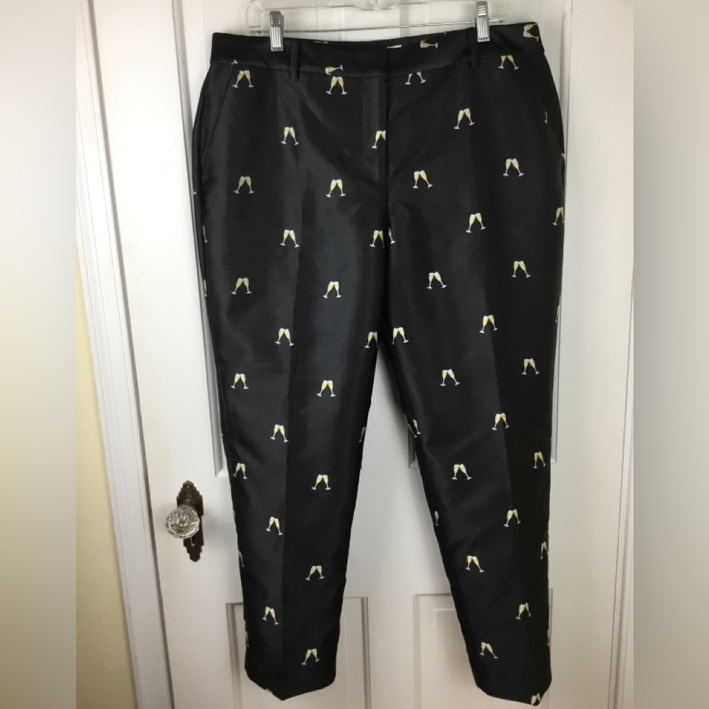 Talbots Black Ankle Pants with White Pattern - Picture 2 of 8
